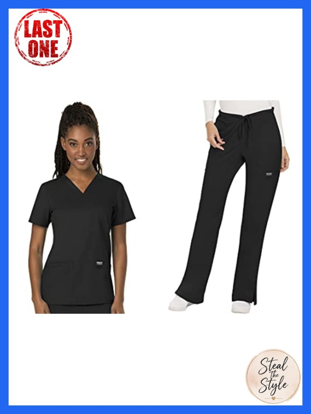 Women's Scrub Set V-Neck Top & Flare Leg Pants 8 Pockets Stretch Medical